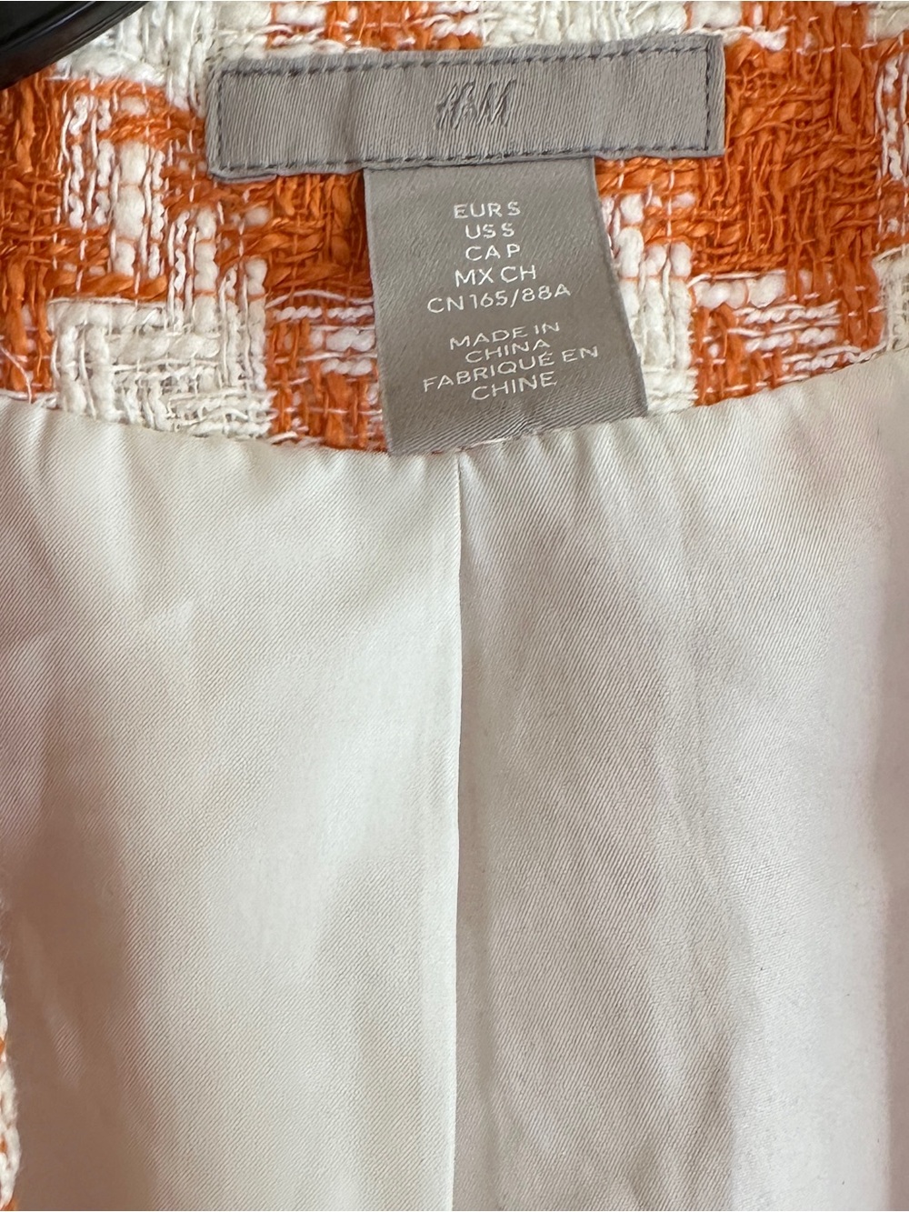 H&M Orange & White Checked Tweed Blazer - Picture 8 of 12